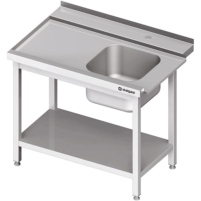 Mesa de carregamento (L) 1-kom. com prateleira para máquina de lavar louça STALGAST 1300x750x880 mm soldada