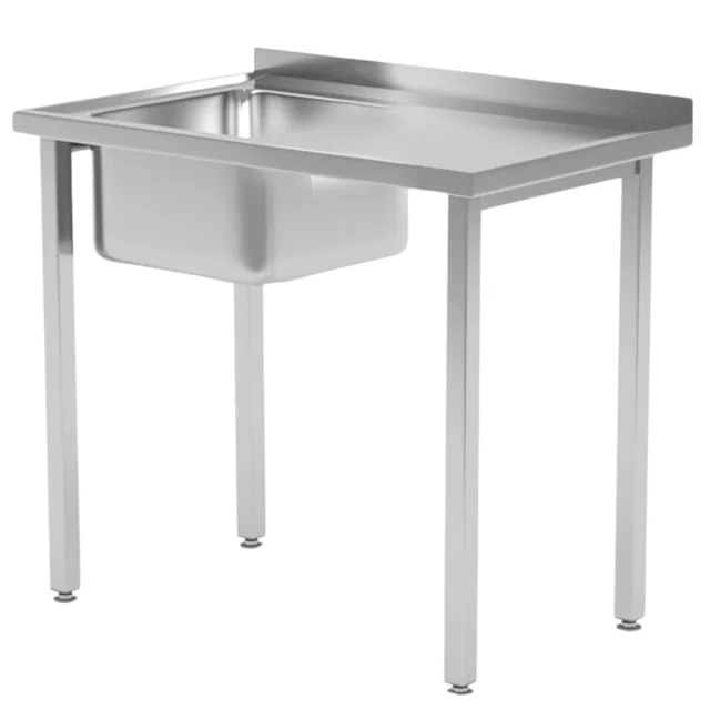 Mesa de catering de acero con fregadero 1-Komorowym Hendi 80x60x85