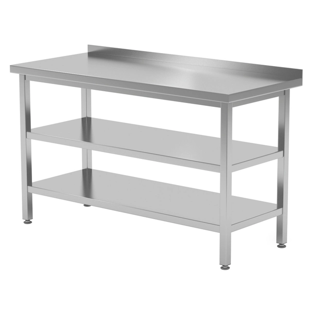 Mesa de catering de acero inoxidable con 2 estantes 110x60x85 Polgast 103116/2