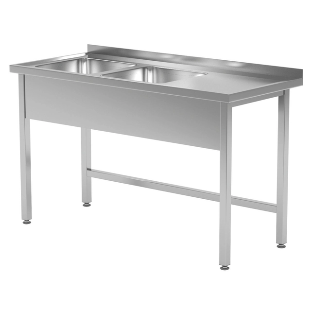 Mesa de catering de acero inoxidable con fregaderos 2 110x70x85 Polgast 221117