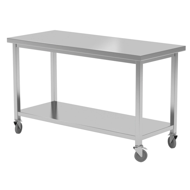 Mesa de catering em aço inox com prateleira 100x70x85 Polgast 104107