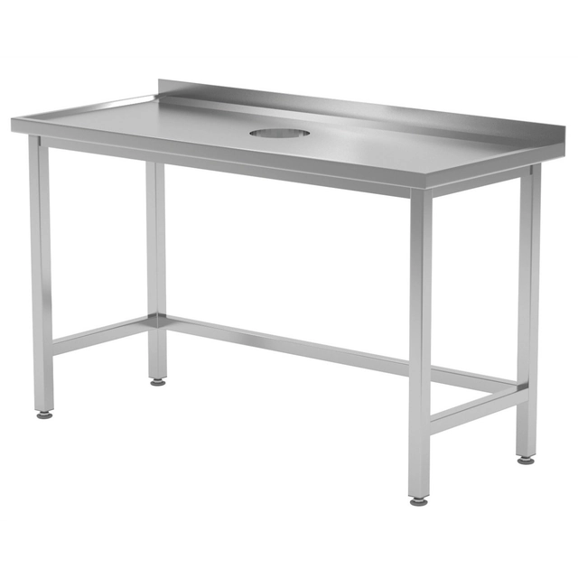 Mesa de catering em aço inoxidável com furo para resíduos 170x60x85 Polgast 235176