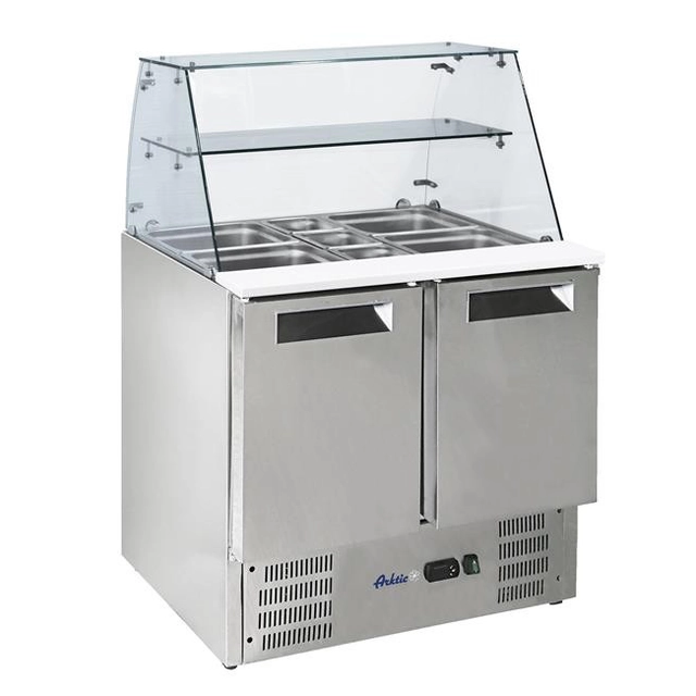 Mesa de ensalada refrigerada 2- puerta con extensión de cristal nuevo factor Arktic Hendi 236185