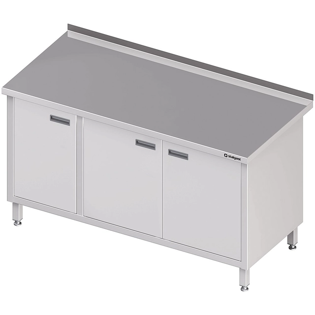 Mesa de parede em aço inox com armário (L) Portas de batente 1300x600 Stalgast