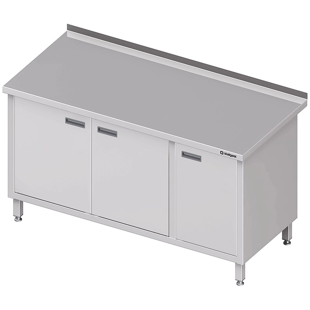 Mesa de parede em aço inox com armário (P) Portas de batente 1700x700 Stalgast