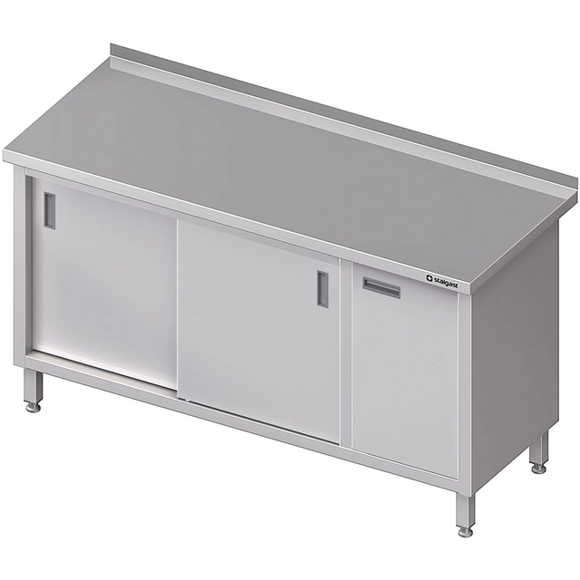 Mesa de parede em aço inox com armário (P) Portas de correr 1300x600 Stalgast