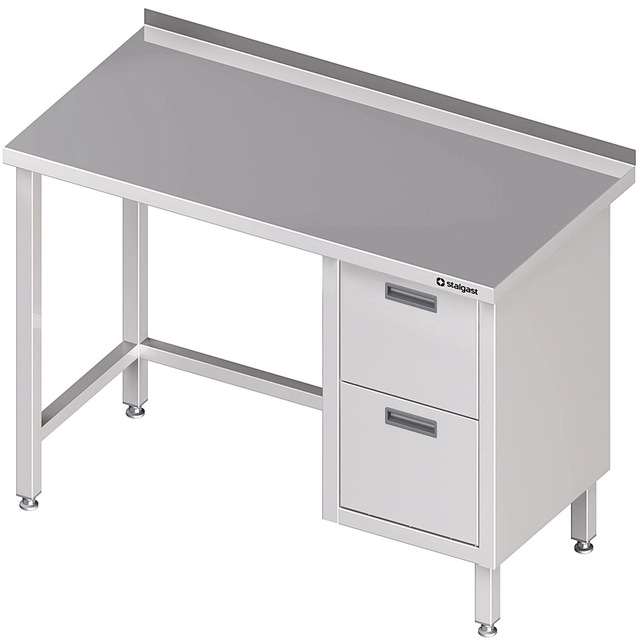 Mesa de parede em aço inox com bloco de duas gavetas (P) 1100x600 Stalgast