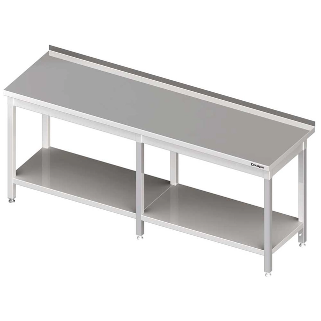 Mesa de parede em aço inox com prateleira 2100x600 Stalgast