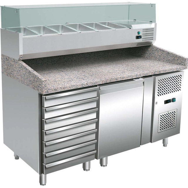 Mesa de refrigeração 1 porta, 600X400 mm, para pizza com gavetas e extensão