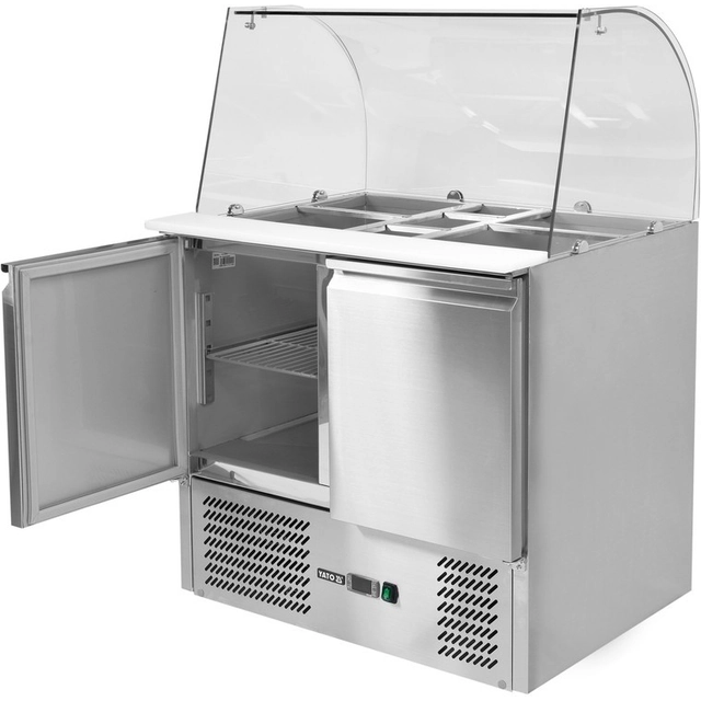 Mesa de salada refrigerada 2-drzwiowy com extensão de vidro 900x700x850mm Yato YG-05260