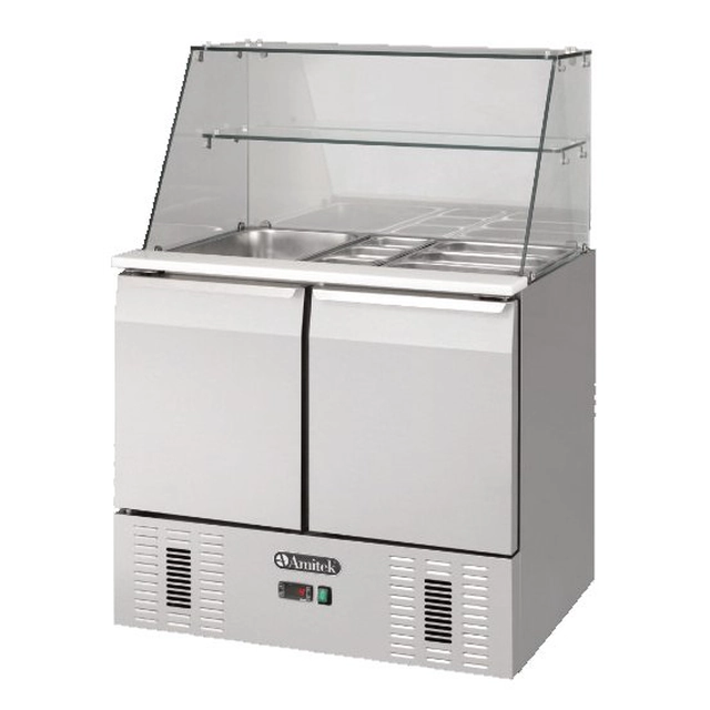 Mesa de Salada Refrigerada 2-Drzwiowy Com Vidro 240L Amitek 1030046