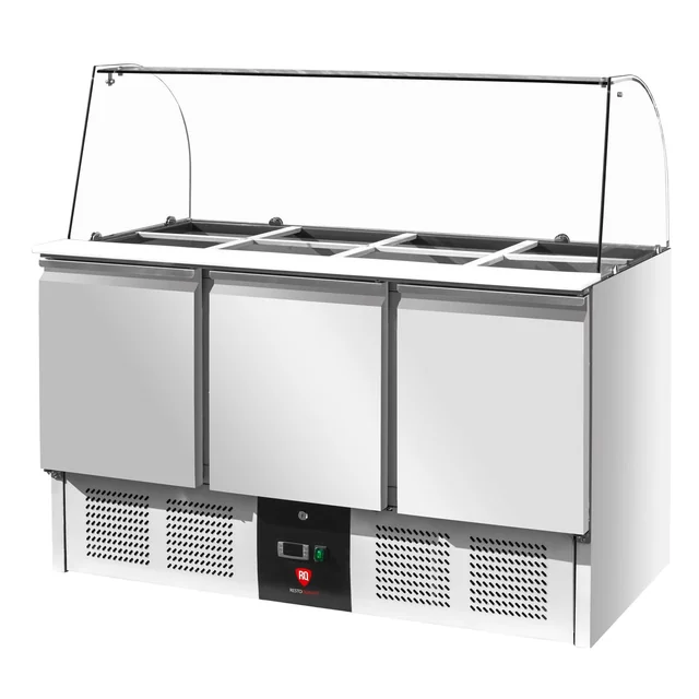 Mesa de salada refrigerada com extensão de vidro | 3-drzwiowy | RQS903CG