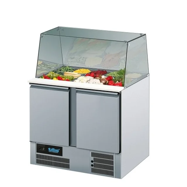 Mesa de salada refrigerada Saladetta com tampo de vidro Gn 1/1