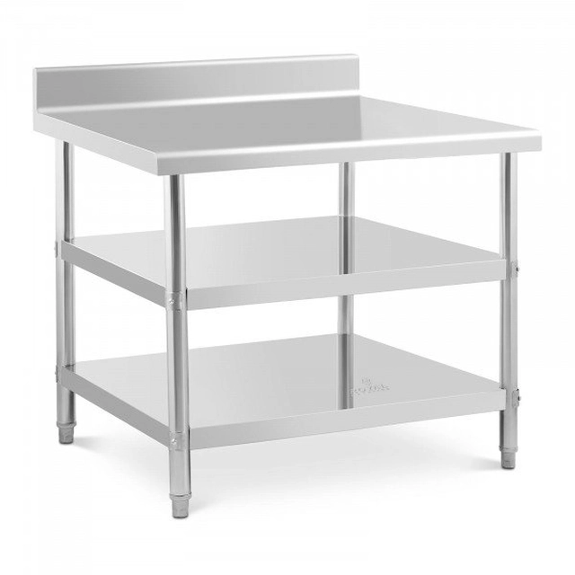 Mesa em aço inox com prateleiras - 100 x 90 x 16.5 cm - 209 kg - 2 prateleiras - Royal Catering ROYAL CATERING 10012676 RCAT-100/90-SPS3SH