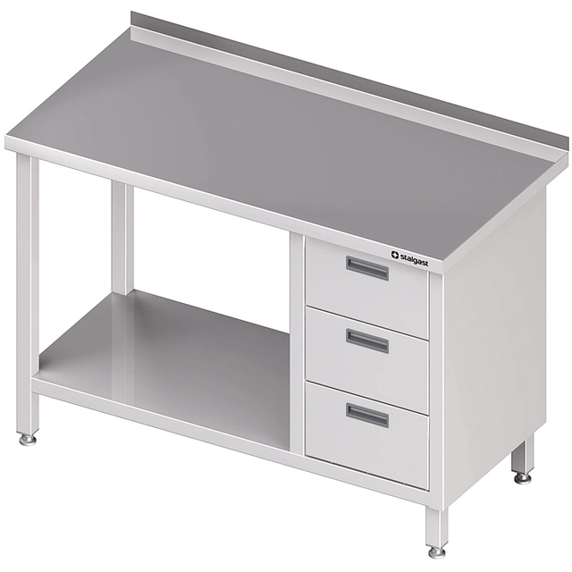 Mesa em inox 3 Gavetas (P) + Prateleira 140x60 Stalgast