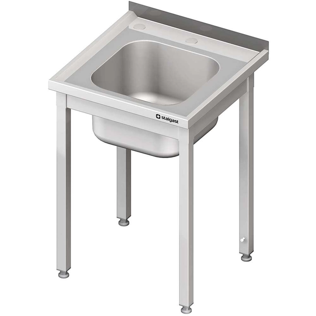 Mesa em inox com pia e furo para triturador 700x700, aparafusada | Stalgast