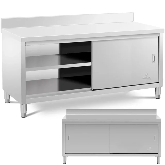 Mesa, encimera central con mueble, puerta corredera, 180 x 70 x 97 cm