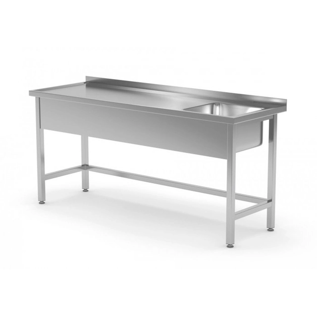 Mesa reforçada com pia sem prateleira - compartimento do lado direito 1200 x 600 x 850 mm POLGAST 210126-P 210126-P