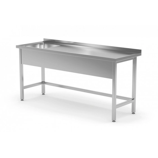 Mesa reforçada com pia sem prateleira - compartimento do lado esquerdo 1600 x 600 x 850 mm POLGAST 210166-L 210166-L