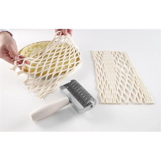 Mesh Pattern Dough Rolling Pin - Stainless Steel Cutting Blades