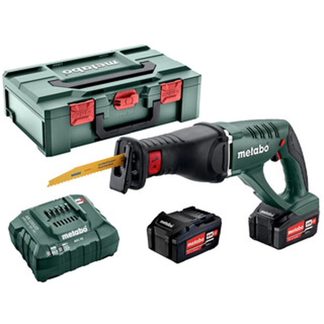 Metabo ASE 18 LTX акумуляторна ножівка 18 V | 250 мм | Вугільна щітка | 2 x 4 Ач акумулятор + зарядний пристрій | в metaBOX