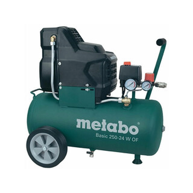 Metabo Basic 250-24 W OF compresor electric cu piston Aer admis: 120 l/min | 24 l | 8 bar | Fără ulei | 230 V