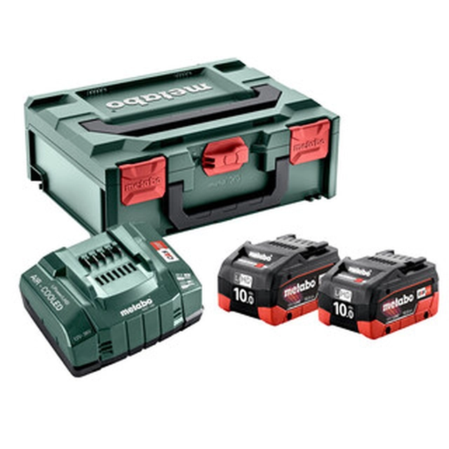 Metabo Basic-Set 2x LiHD 10Ah +ASC 145 +conjunto de bateria e carregador mBOX 18 V | 10 Ah