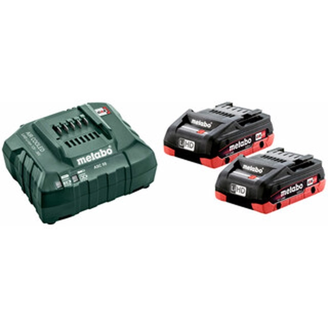 Metabo Basic-Set 2 x LiHD 4,0 Ah accu- en laderset 18 V | 4 Ah