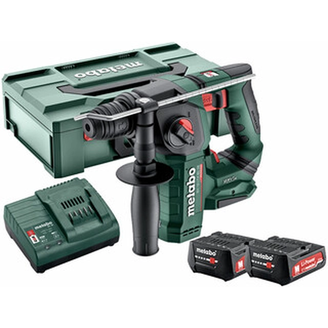 Metabo BH 18 LTX BL 16 cordless hammer drill 18 V | 1,3 J | In concrete 16 mm | 1,6 kg | Carbon Brushless | 2 x 2 Ah battery + charger | in metaBOX