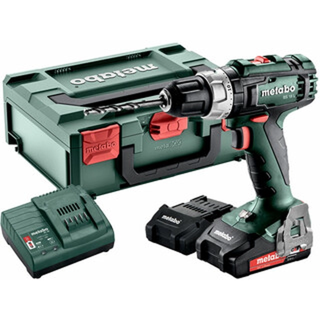 Metabo BS 18 L cordless drill driver with chuck 18 V | 25 Nm/50 Nm | Carbon brush | 2 x 2 Ah battery + charger | in metaBOX