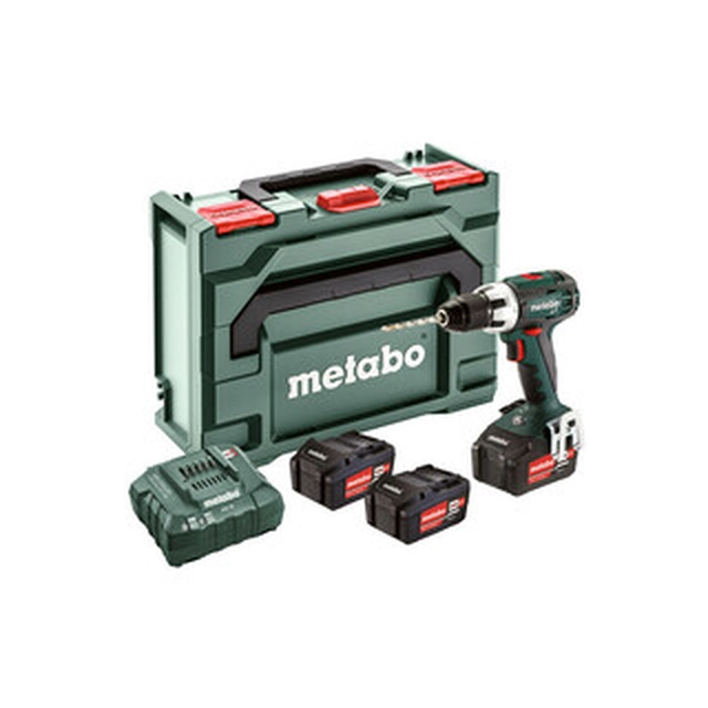 Metabo BS 18 LT cordless drill driver with chuck 18 V | 34 Nm/60 Nm | Carbon brush | 3 x 4 Ah battery + charger | in metaBOX