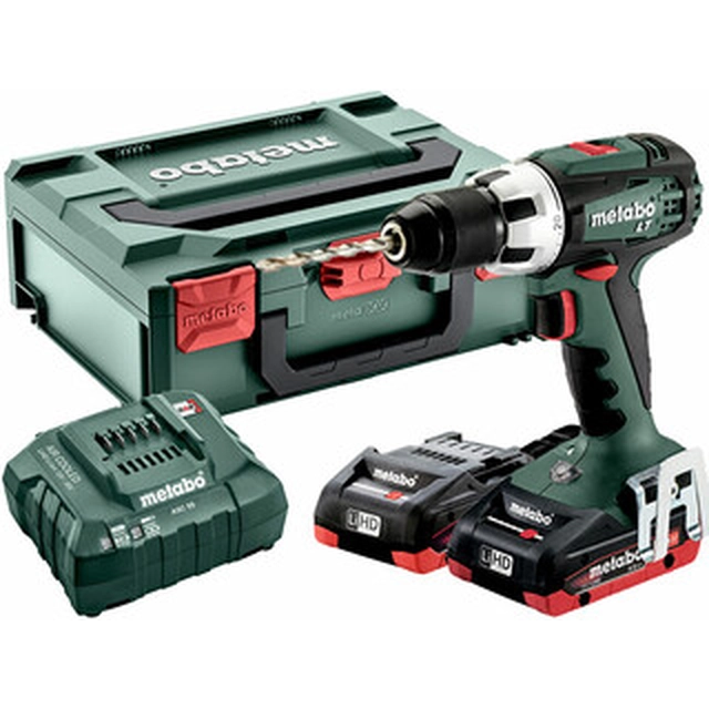 Metabo BS 18 LT cordless drill driver with chuck 18 V | 34 Nm/60 Nm | Carbon brush | 2 x 4 Ah battery + charger | in metaBOX