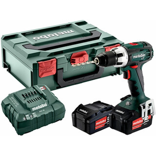 Metabo BS 18 LT cordless drill driver with chuck 18 V | 34 Nm/60 Nm | Carbon brush | 2 x 4 Ah battery + charger | in metaBOX