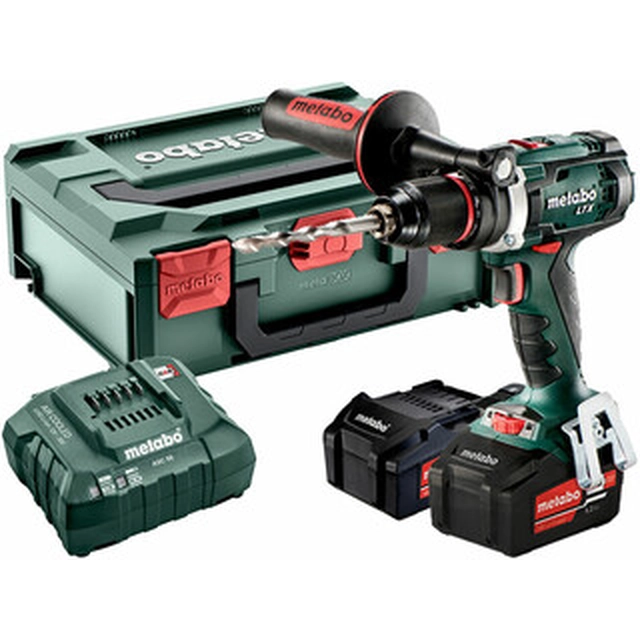 Metabo BS 18 LTX cordless drill driver with chuck 18 V | 55 Nm/110 Nm | Carbon brush | 2 x 5,2 Ah battery + charger | in metaBOX