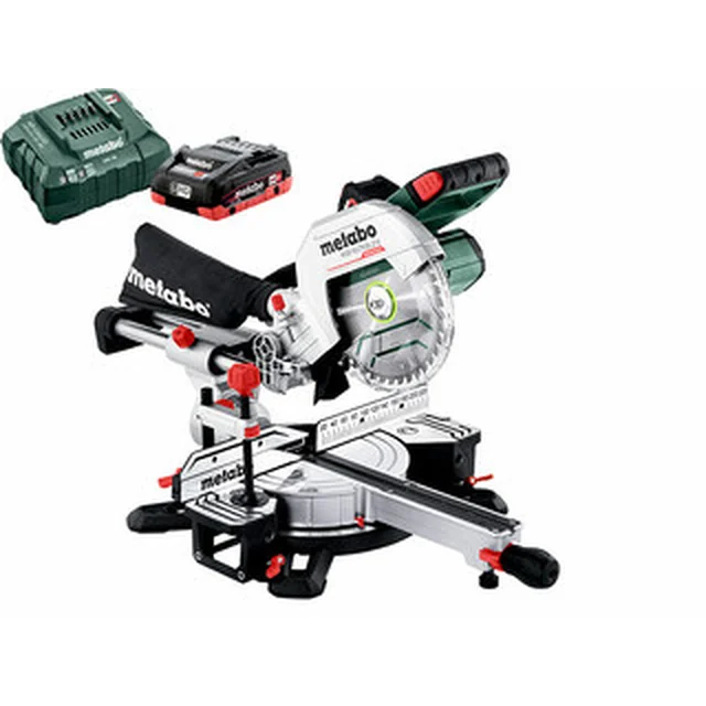 Metabo KGS 18 LTX BL 216 accu-verstekzaag 18 V | Zaagblad 216 mm x 30 mm | Maximaal snijden 70 x 305 mm | Koolborstelloos | 1 x 4 Ah accu + lader