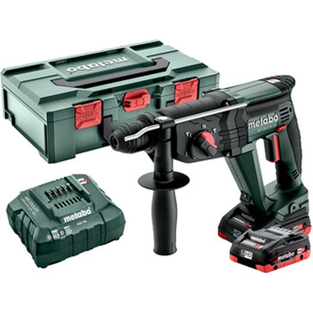 Metabo KH 18 LTX 24 акумуляторний перфоратор 18 V | 2,1 J | В бетоні 24 мм | 2,6 кг | Вугільна щітка | 2 x 4 Ач акумулятор + зарядний пристрій | в metaBOX