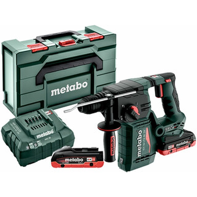 Metabo KH 18 LTX BL 24 akkus fúró-vésőkalapács 18 V | 2,2 J | Betonban 24 mm | 2,7 kg | Szénkefementes | 2 x 4 Ah akku + töltő | metaBOX-ban