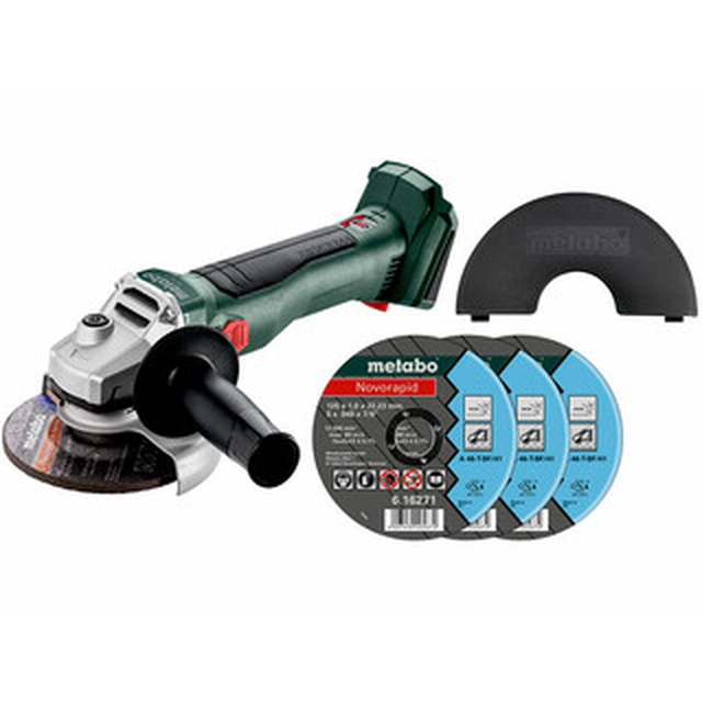 Metabo komplekt W 18 L BL 9-125 akunurklihvmasin 18 V | 125 mm | 10000 RPM | Süsinikharjadeta | Ilma aku ja laadijata | Pappkarbis