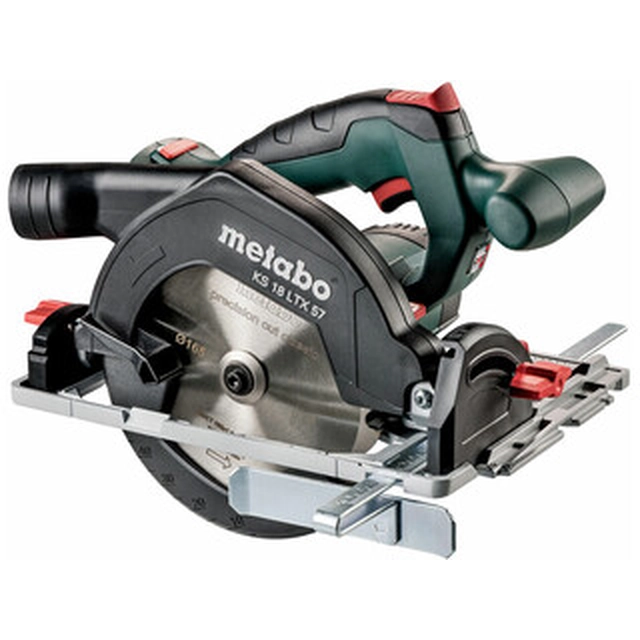 Metabo KS 18 LTX 57 cordless circular saw 18 V | Circular saw blade 165 mm x 20 mm | Cutting max. 57 mm | Carbon brush | Without battery and charger | In a cardboard box