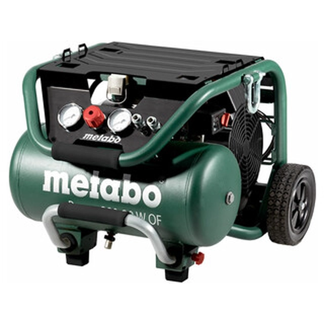 Metabo Moc 400-20 W elektrycznej sprężarki tłokowej Powietrze dolotowe: 200 l/min | 20 l | 10 bar | Bezolejowy | 230 V