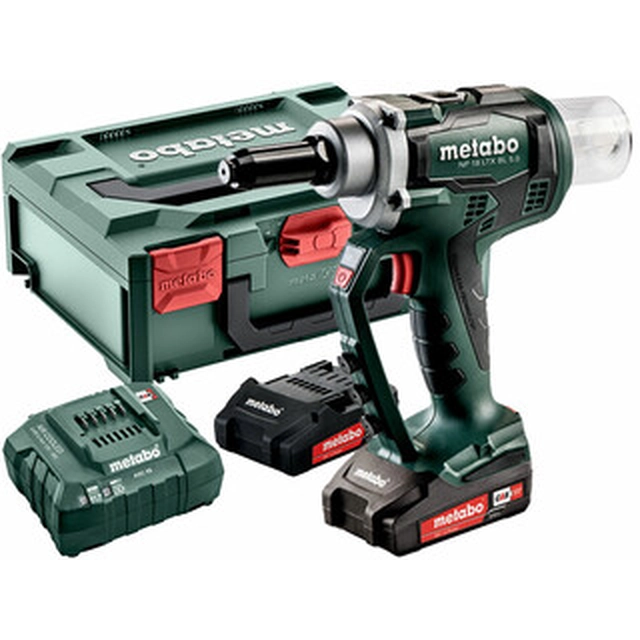 Metabo NP 18 LTX BL 5.0 akkus popszegecselő 18 V | 2,4 - 5 mm | 10000 N | Szénkefementes | 2 x 2 Ah akku + töltő | metaBOX-ban