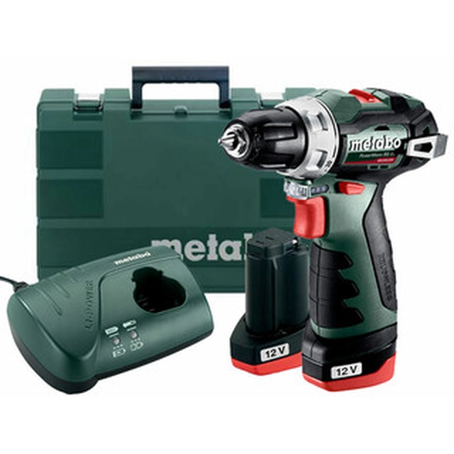 Metabo PowerMaxx BS BL cordless drill driver with chuck 12 V | 20 Nm | Carbon Brushless | 2 x 2 Ah battery + charger | In a suitcase