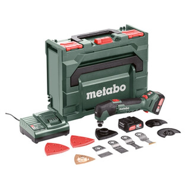 Metabo PowerMaxx MT 12 akkus oszcilláló multigép 12 V | 5000 - 180001/min | Oszcillációs szög 1,6 ° | Szénkefés | 2 x 2 Ah akku + töltő | metaBOX-ban