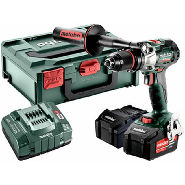 Metabo SB 18 Taladro percutor y atornillador a batería LTX BL I 18 V|65 Nm/130 nm |1,5 -13 milímetros | Sin escobillas de carbono |2 X 4 Ah bateria + cargador | en metaBOX