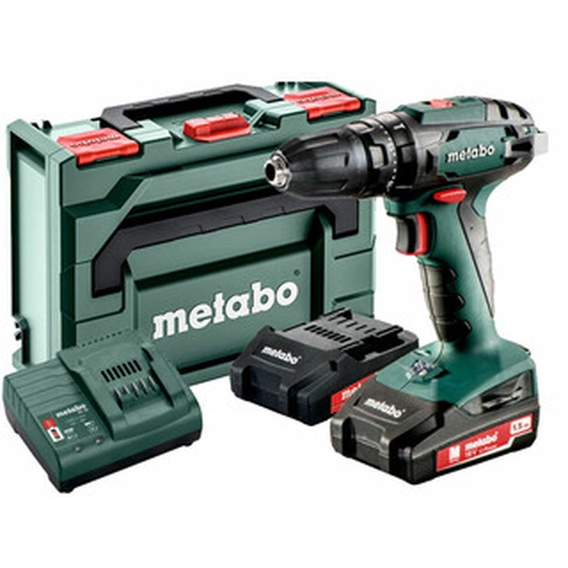 Metabo SB 18 akku slagboremaskine 18 V | 24 Nm/48 Nm | 1 - 10 mm | Kulbørste | 2 x 2 Ah batteri + oplader | i metaBOX