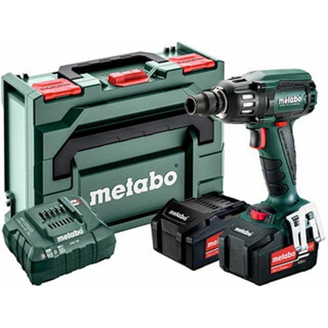 Metabo SSW 18 LTX 400 BL 2X4AH LI-POWER cordless impact driver 18 V | 400 Nm | 1/2 inches | Carbon Brushless | 2 x 4 Ah battery + charger | in metaBOX