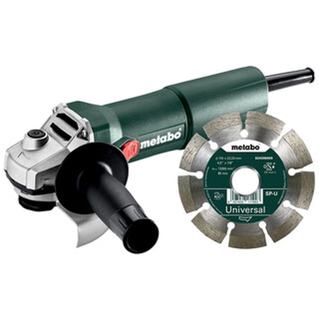 Metabo W 750-115 Zestaw elektrycznej szlifierki kątowej 115 mm | 11500 obr./min | 750 W | W kartonowym pudełku