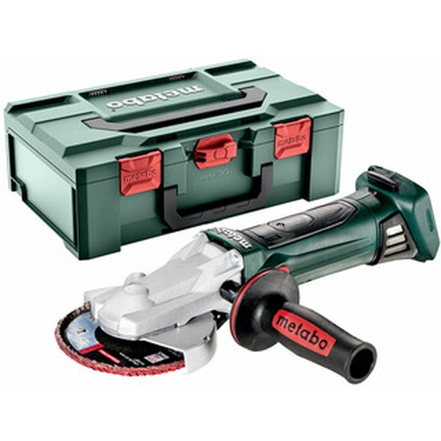 Metabo WF 18 LTX 125 Q Akku-Flachkopf-Winkelschleifer 18 V | 125 mm | 8000 U/min | Kohlebürste | Ohne Akku und Ladegerät | in metaBOX