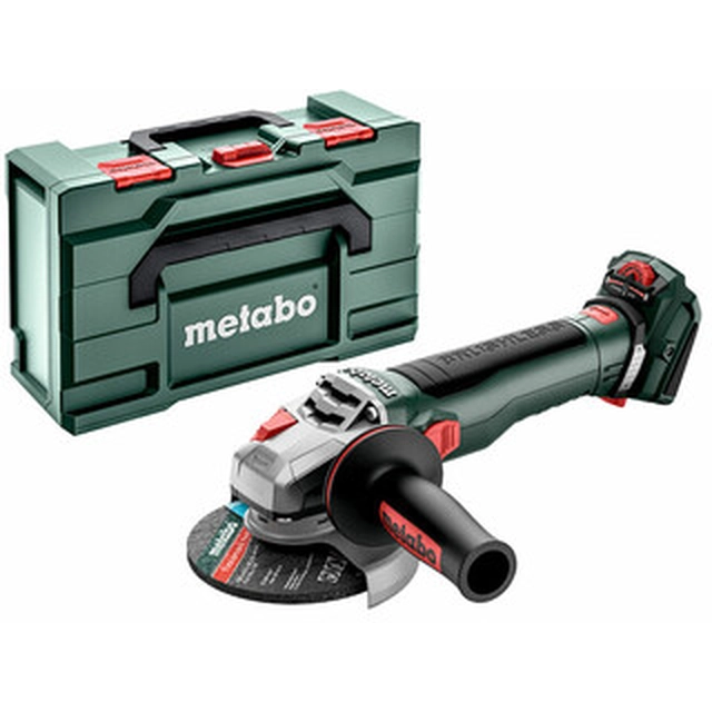 Metabo WVB 18 LT BL 11-125 Greitas akumuliatorinis kampinis šlifuoklis 18 V | 125 mm | 2800 iki 10000 RPM | Anglies šepetėlis | Be akumuliatoriaus ir įkroviklio | metaBOX