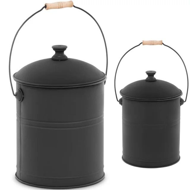 Metal ash bucket with lid and 14 l handle